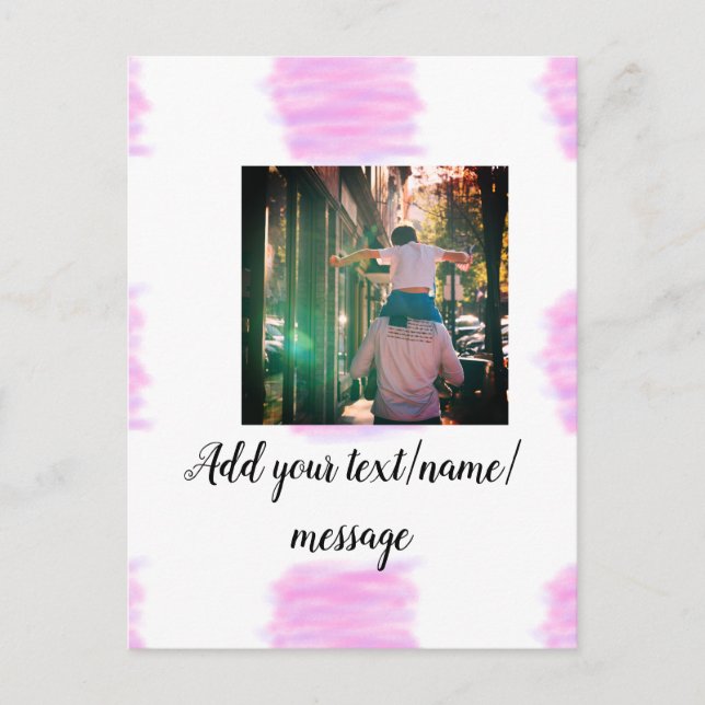 Cartão Postal Cor d'água rosa púrpura pai filho pai adicionar im (Frente)