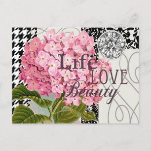 Cartão Postal Cor damasco Decoração Floral Bonito