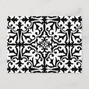 Cartão Postal Cor damasco Ikat - Preto e Branco