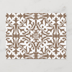 Cartão Postal Cor damasco Ikat - Taupe Tan e Branco