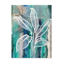 Cor de Água Botânica Moderna Turquesa Azul e Teal