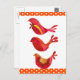 Cartão Postal Cor de Água do Trio de Pássaros Vermelhos de Arte  (Frente/Verso)