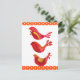 Cartão Postal Cor de Água do Trio de Pássaros Vermelhos de Arte  (Em pé/Frente)