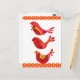 Cartão Postal Cor de Água do Trio de Pássaros Vermelhos de Arte  (Frente/Verso In Situ)