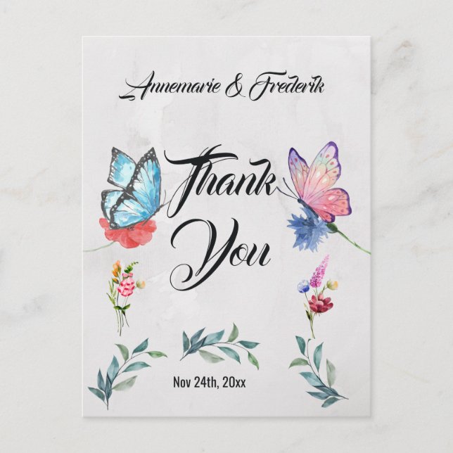 Cartão Postal Cor de água rosa e azul (Frente)