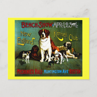 Cartão Postal Cor de cheio elegante 1890 vintage dog show poster