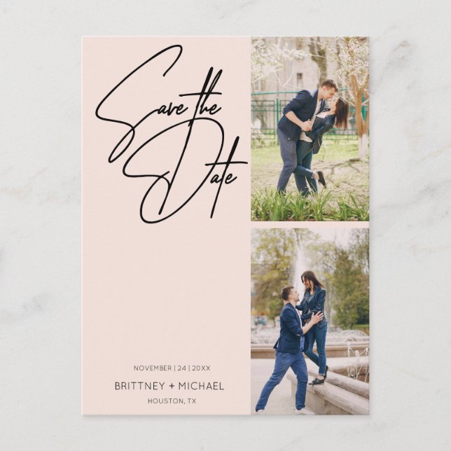 Cartão Postal Cor de Foto Mínima Manuscrita Rosa Esmaecida (Frente)