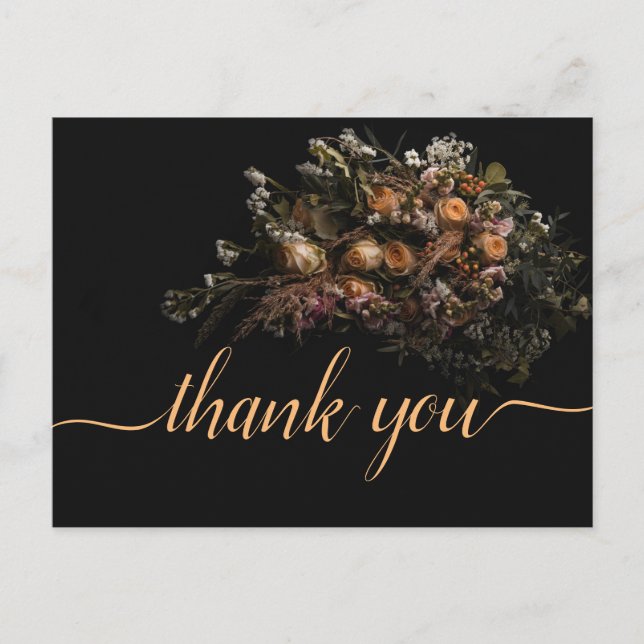 Cartão Postal Cor de laranja escuro Agradeço Postca (Frente)