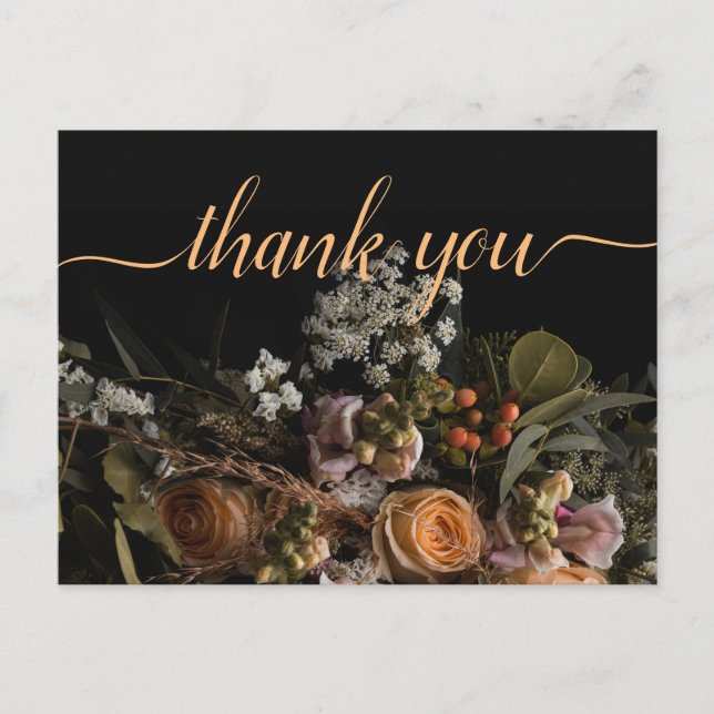 Cartão Postal Cor de laranja escuro Agradeço Postca (Frente)