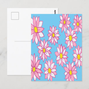 Cartão Postal Cor-de-rosa, branco e azul