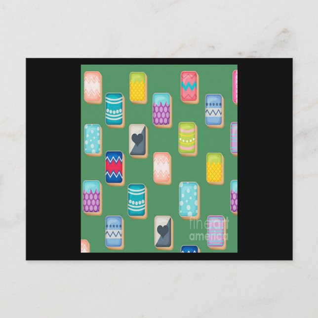 Cartão Postal Cor do Conjunto de Linhas das Placas Mahjong (Frente)