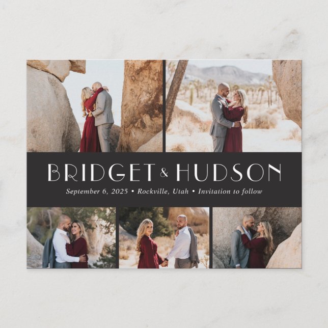 Cartão Postal Cor Editável de Colagem Luxe Salvar o Cartão-Posta (Frente)