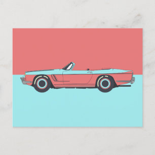 Cartão Postal cor pastel do carro vintage