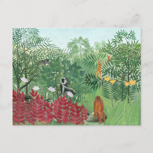 Cartão Postal Cor Restaurada Henri Rousseau Arte da Selva Tropic (Frente)
