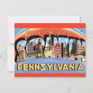 Cartão Postal Cor Scranton PA Vintage