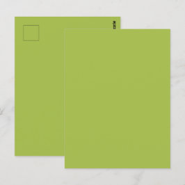Cartão Postal Cor Sólida do Primavera Verde de Grama Branco