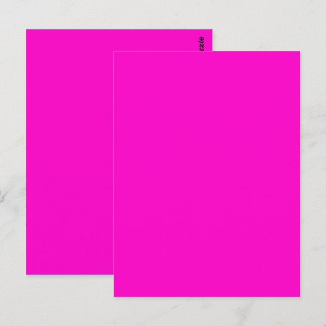 Cartão Postal Cor Sólida Rosa Vibrante (Frente/Verso)