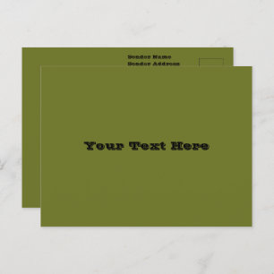 Cartão Postal Cor Sólida Verde-Oliva