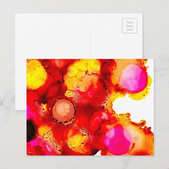 Cartão Postal Cor vermelha e rosa cor abstrata (Frente/Verso)