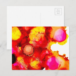 Cartão Postal Cor vermelha e rosa cor abstrata