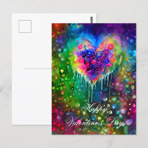 Cartão Postal Coração abstrato brilhante e valentine de bolhas