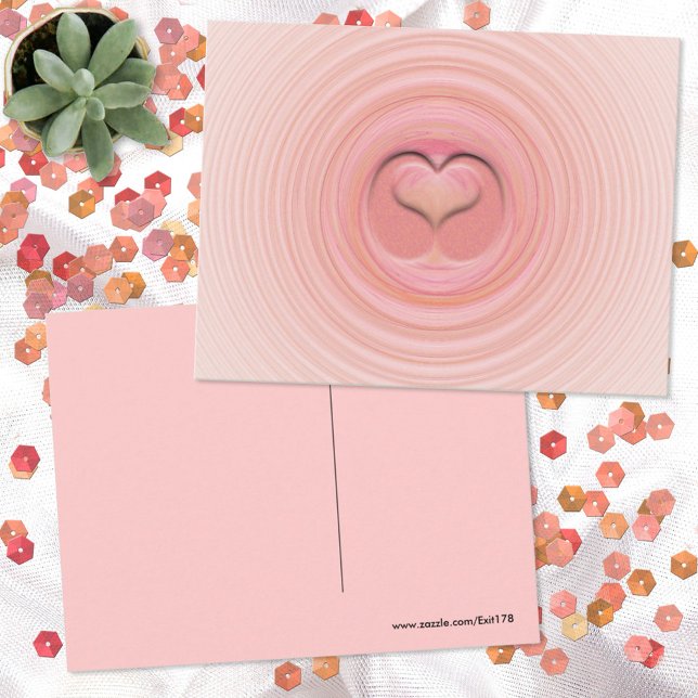 Cartão Postal Coração abstrato em espiral rosa Bege Branco no Ve (Criador carregado)