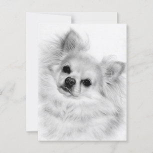 Cartão Postal Coração Adorável - Chihuahua Pintado à Mão