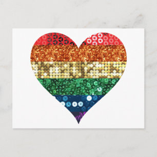 Cartão Postal coração arco-íris lgbt