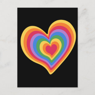 Cartão Postal Coração arco-íris. Orgulho gay
