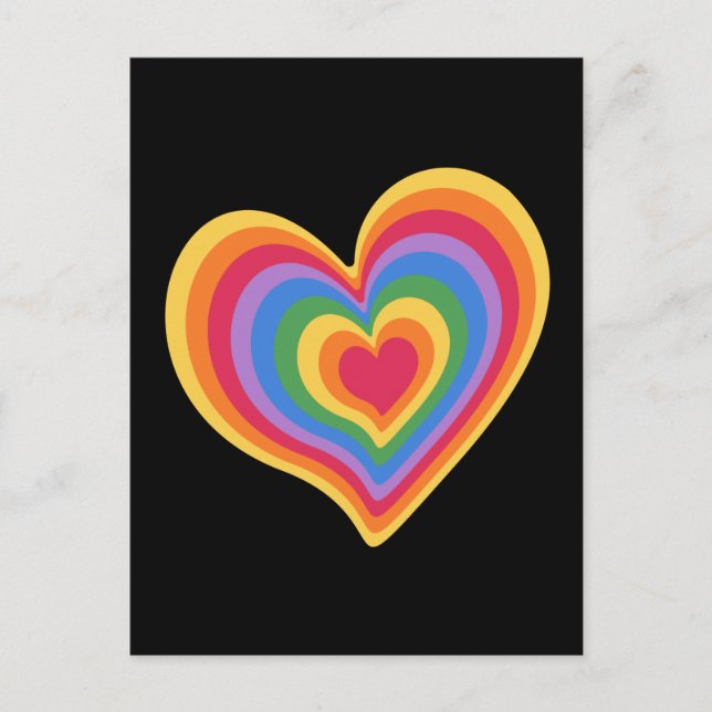 Cartão Postal Coração arco-íris. Orgulho gay (Frente)