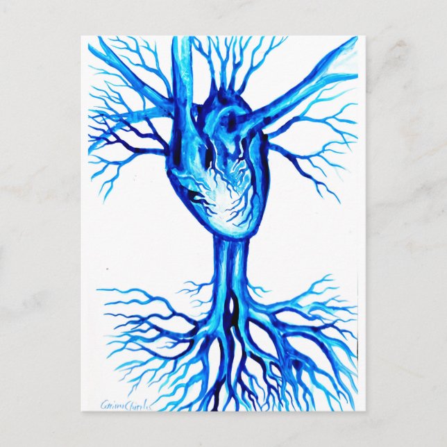 Cartão Postal Coração azul (Frente)