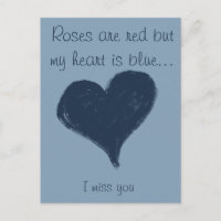 Coração azul no azul- Sinto sua falta