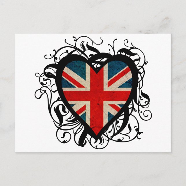 Cartão Postal Coração Britânico Decorativo (Frente)