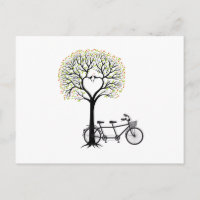 Coração com aves e bicicleta tandem