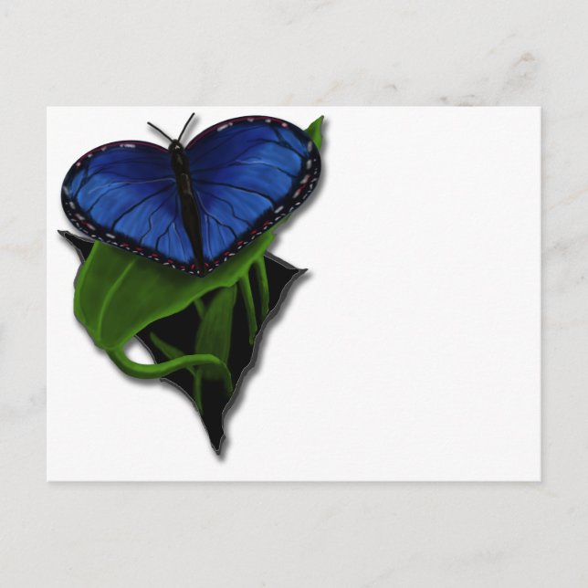 Cartão Postal Coração da Borboleta Azul (Frente)
