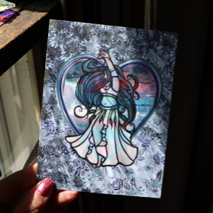 Cartão Postal Coração de Amor com Dançarino de Teal e Roxo