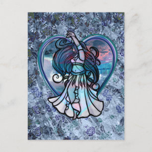 Cartão Postal Coração de Amor com Dançarino de Teal e Roxo
