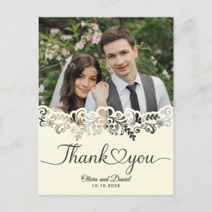 Cartão Postal Coração de Amor de Casamento de Roteiro Moderno Ag