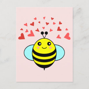 Cartão Postal Coração de Amor Feliz Abelha