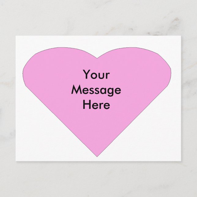 Cartão Postal Coração de Amor Rosa (Frente)
