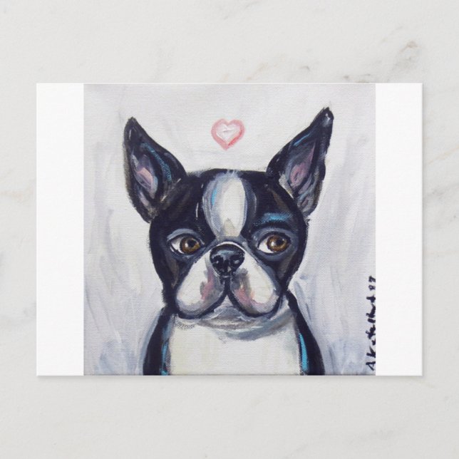 Cartão Postal coração de Boston Terrier Love (Frente)