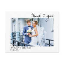 Coração de Caligrafia Moderna Agradecimento de Cas