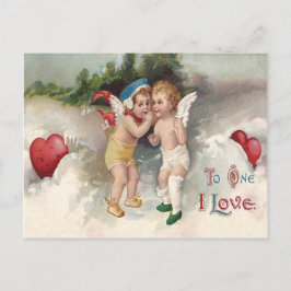 Cartão Postal Coração de Cupido Anjo Cereja da Neve