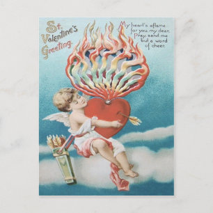 Cartão Postal Coração de Cupido Fogo Caleidoscópio
