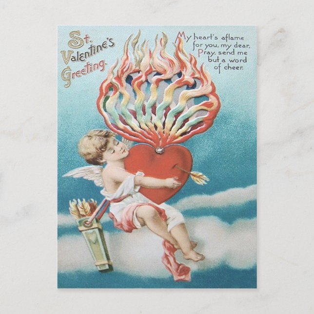 Cartão Postal Coração de Cupido Fogo Caleidoscópio (Frente)