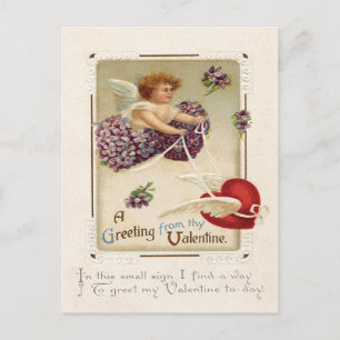 Cartão Postal Coração de Cupido Roxo Não Me Esqueças