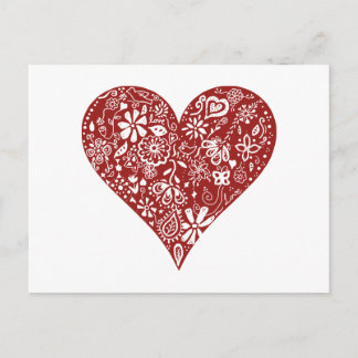 Cartão Postal Coração de Dodle Vermelho