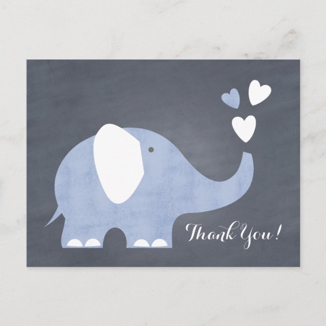 Cartão Postal Coração de Elefante Azul (Frente)