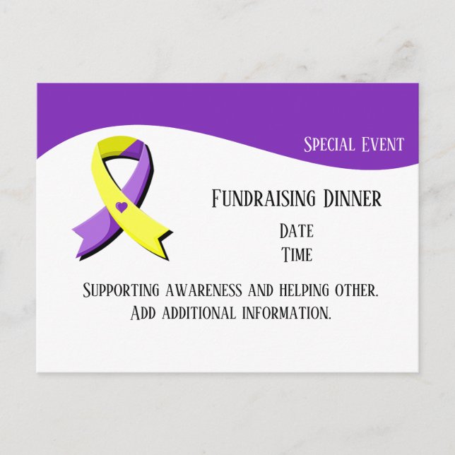 Cartão Postal Coração de Fita Roxa e Amarela (Frente)