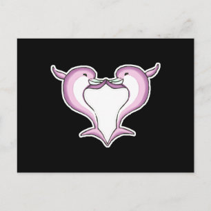 Cartão Postal coração de golfinho rosa